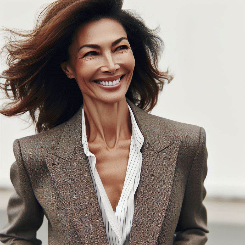 These Style Mistakes Are Aging You – Change It Now! Woman in her 50s wearing a bright, tailored outfit with pride