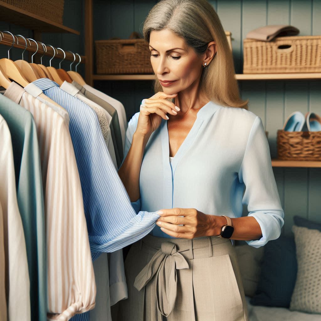 Over 40? Summer Clothing Mistakes Teachers Should Avoid Teacher over 40 reflecting on outdated yet dress-code-approved wardrobe choices, highlighting how personal style evolves over time.