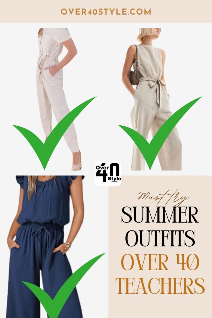 Teacher Outfits Over 40 That Actually Work for Summer What type of jumpsuit is best for teachers over 40 to wear in summer without sacrificing comfort or professionalism?