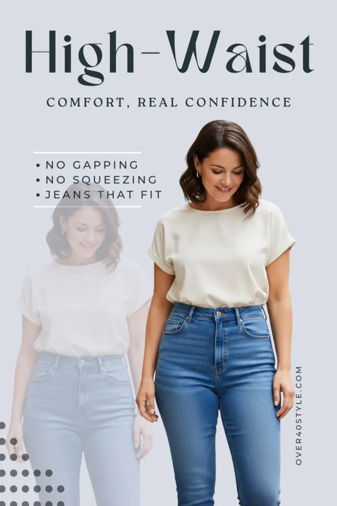 15 Best Jeans for Women Over 40 That Truly Work Best high-waist jeans for women over 40 flattering denim with gentle tummy support, no gapping, and a comfortable waistband. Ideal for curvy or mid-size women looking for jeans that fit and feel amazing.