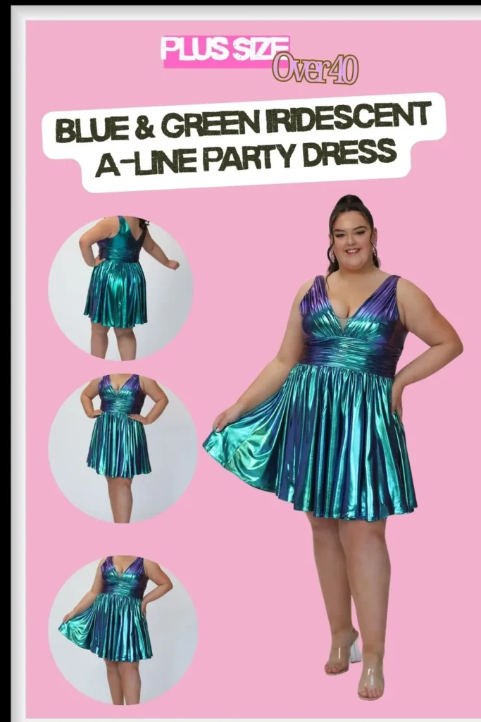 Blue & Green Iridescent A-line Party Dress