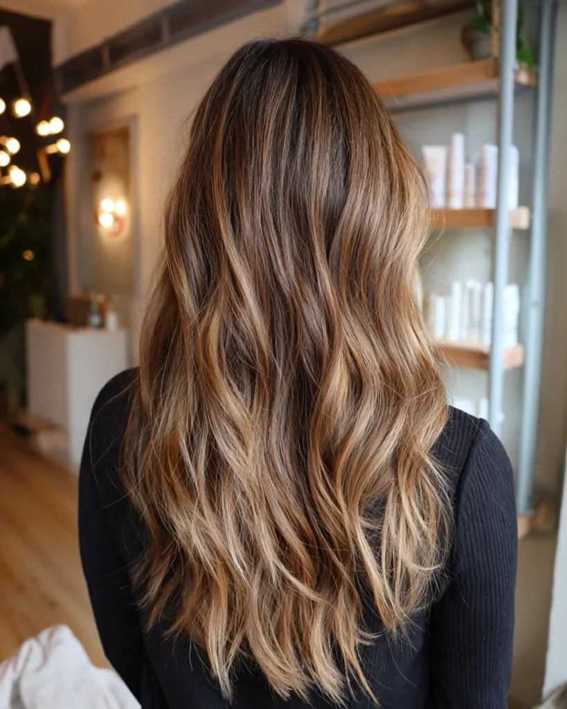 Brown Hair With Blonde Highlights for Women Over 40: Elegant, Youthful, and Low-Maintenance Styles Buttery Blonde Balayage on Brunette for Women Over 40