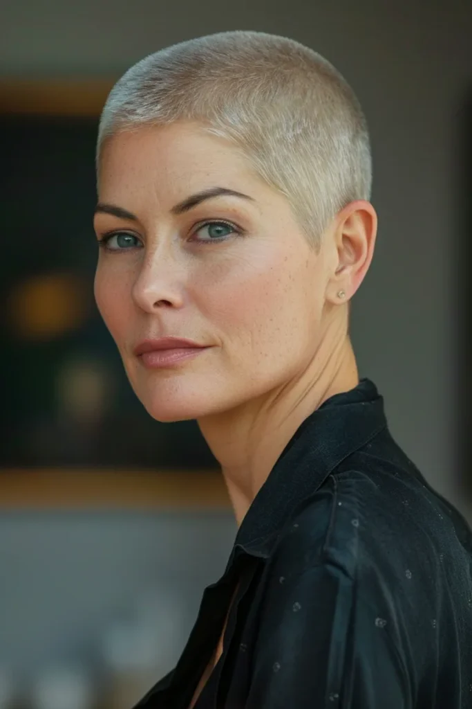 short hairstyles for women over 40:Buzz Cut 