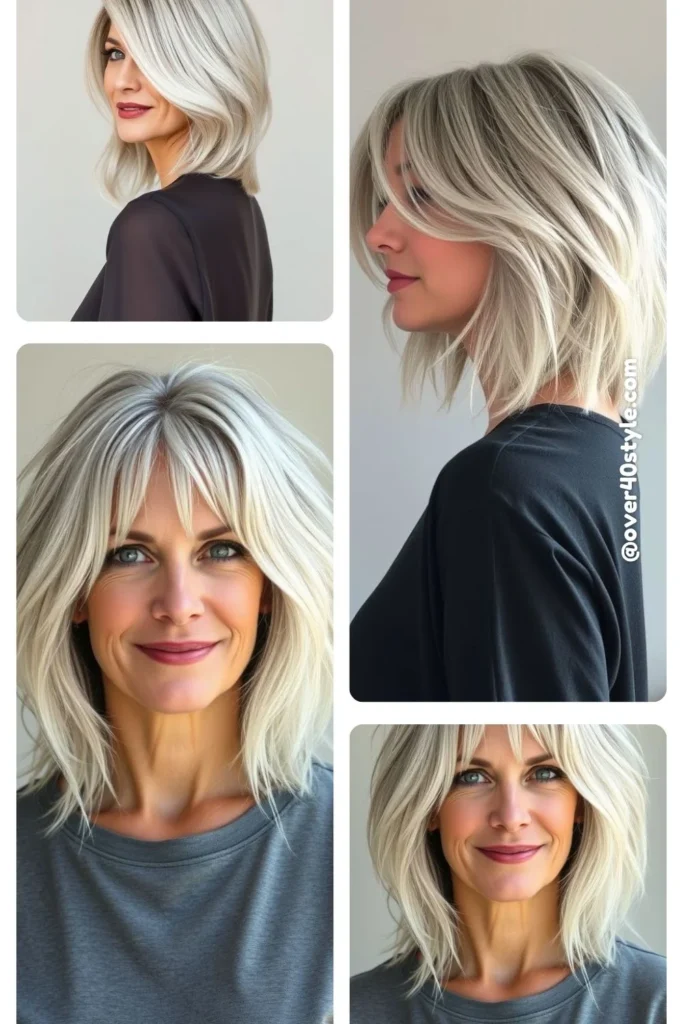  Medium Shaggy Bob with Curtain Layers