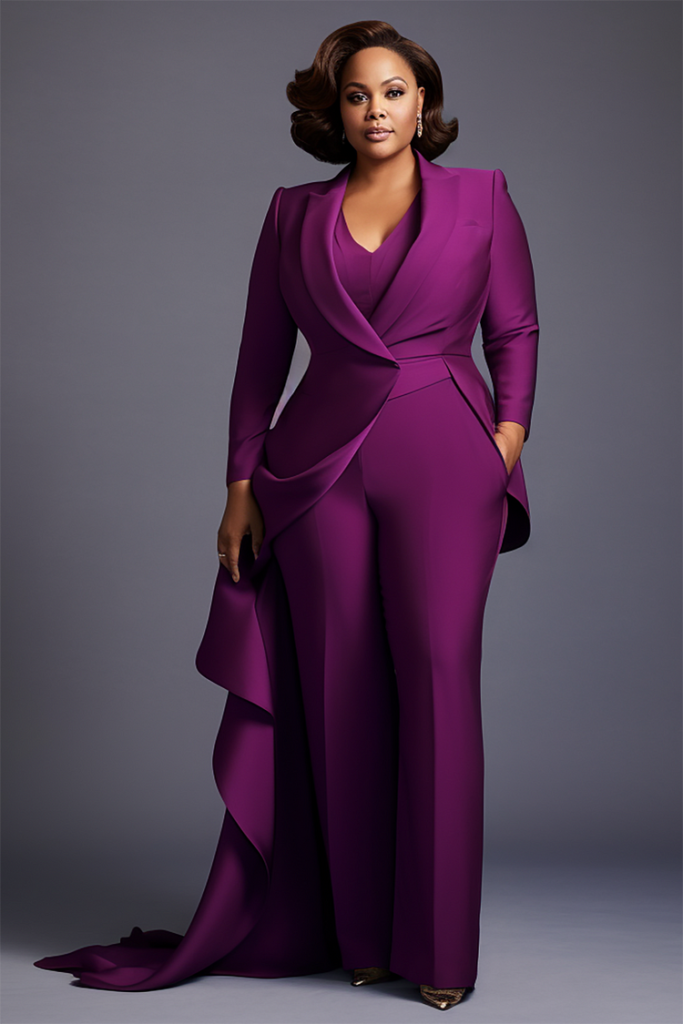 Rich Purple Power Suit Two Piece Pant Set