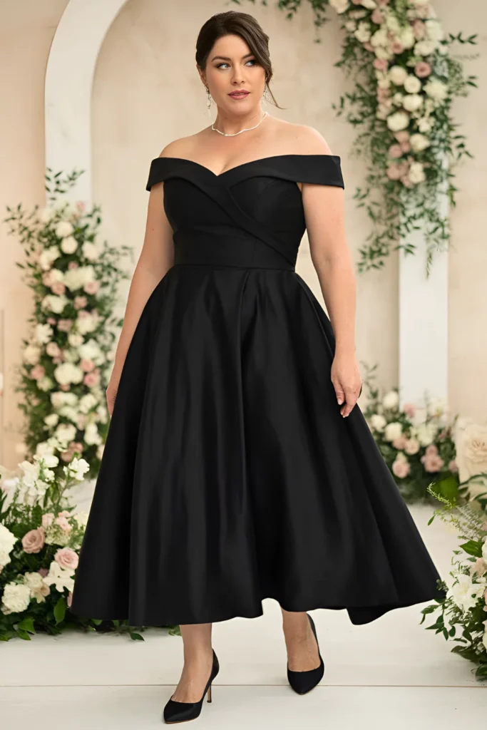 Plus-Size-Mother-of-the-Groom-Black-Off-the-Shoulder-Gown-Dress