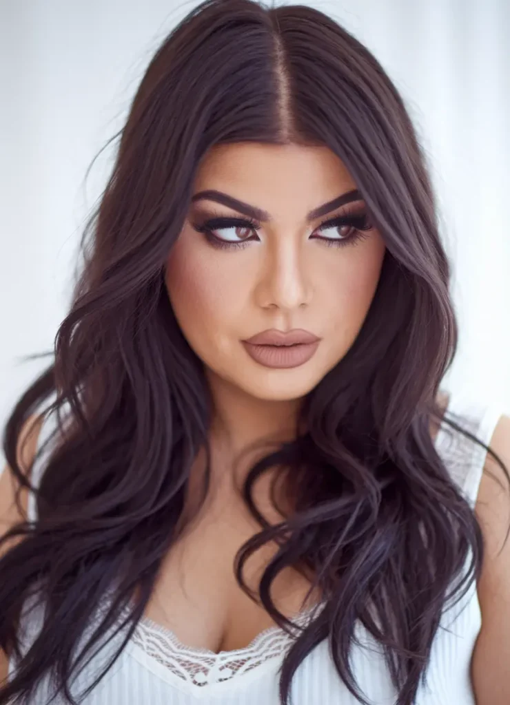 Haircuts for Plus-Size Women Over 40:Romantic Waves with Center Part