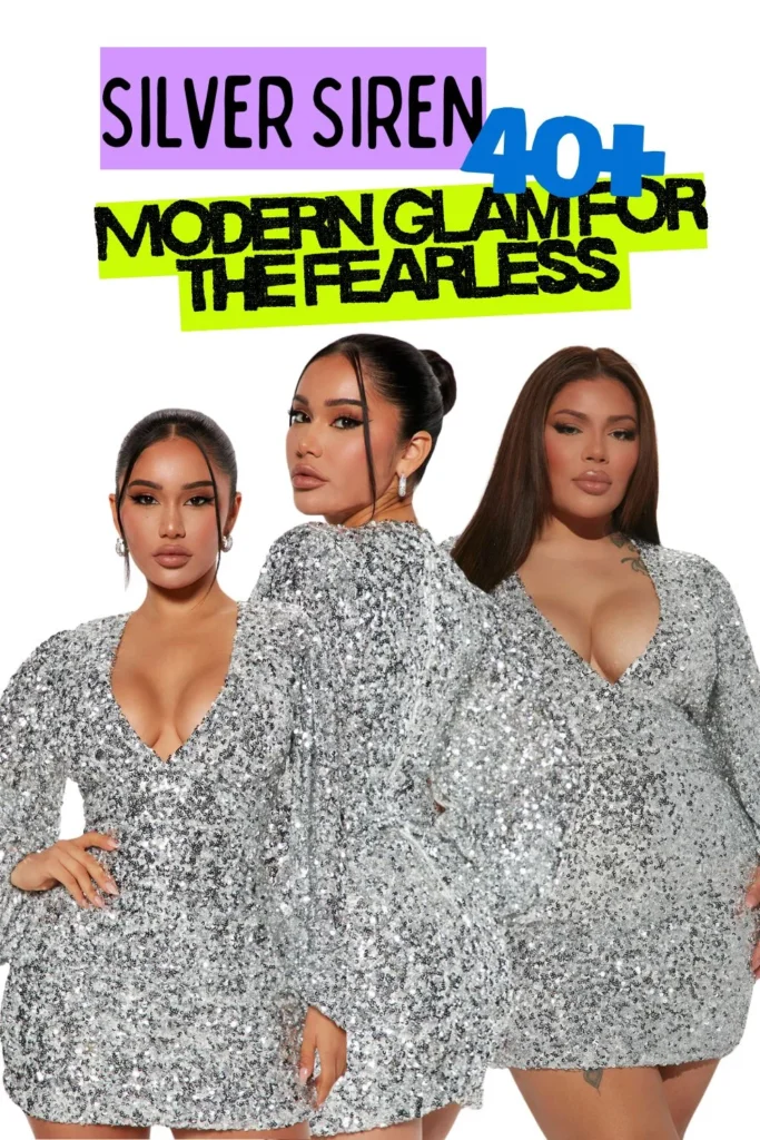 Plus-Size Birthday Dresses"Silver Siren – Modern Glam for the Fearless 40+