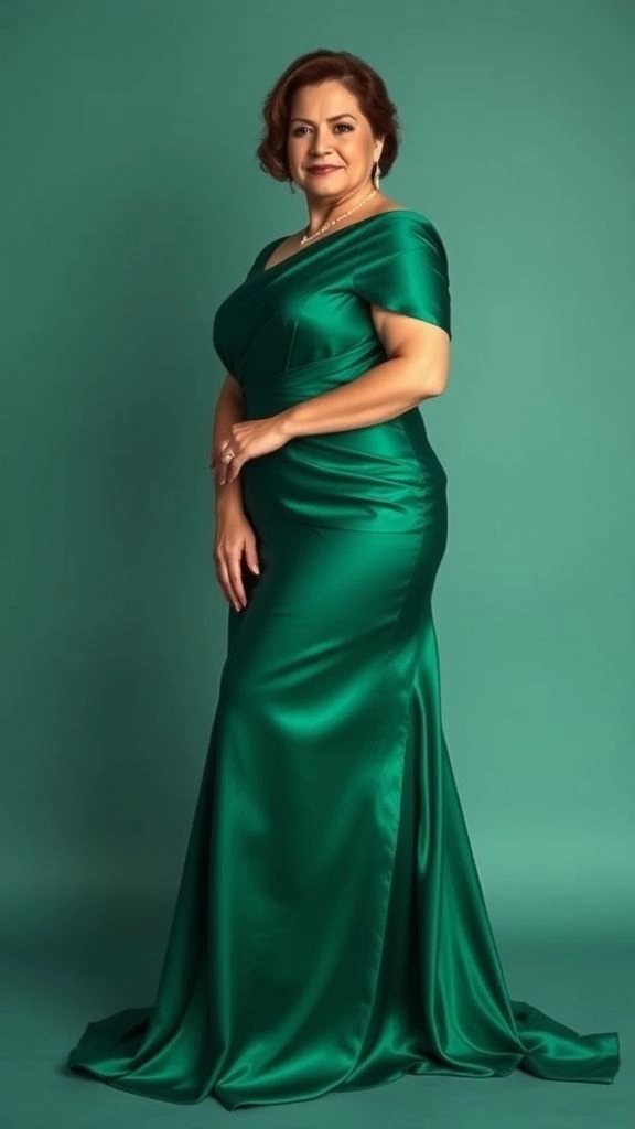 Soft Satin A-Line with Side Draping Sleek and Structured Fit That Hides Belly Naturally