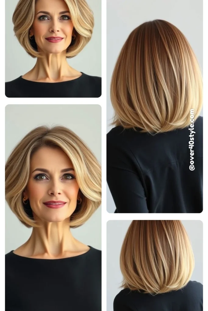 Bobs for Thin Hair Women Over 40:Tapered Bob with Soft Layers