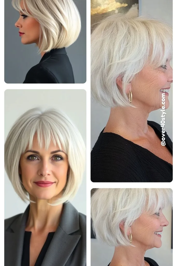 Tapered Stacked Bob with Fringe