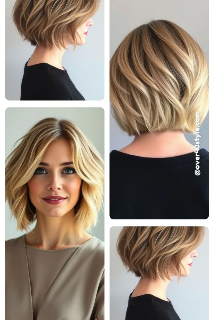 Bobs for Thin Hair Women Over 40:Textured Bob with Feathered Layers