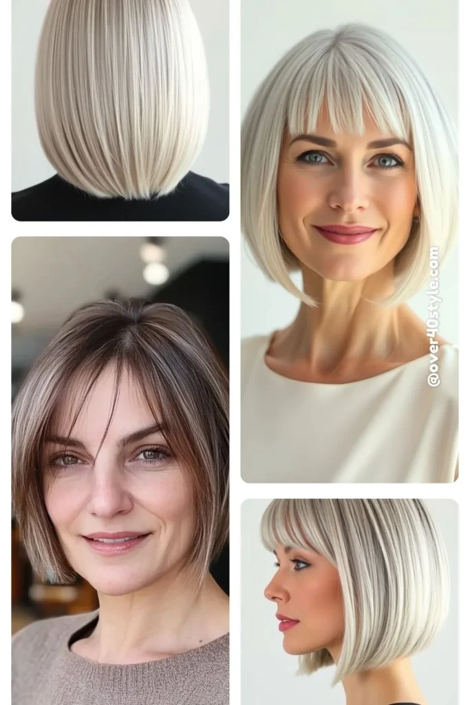 Tucked-Under Bob with Brow-Grazing Bangs