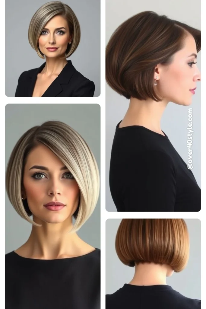 Volumized Bob with Curved Ends for Thin Hair Women Over 40