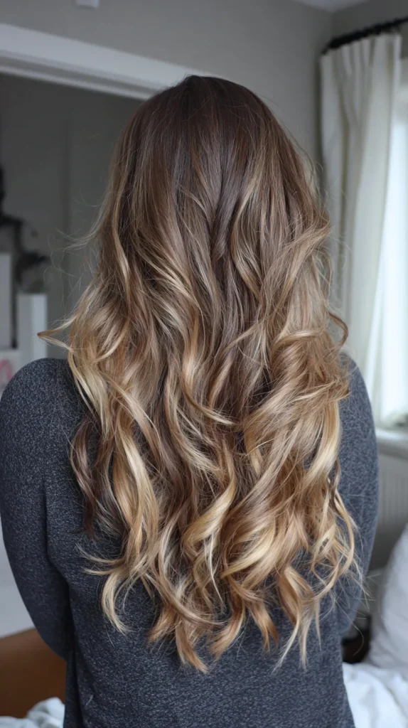 Brown Hair With Blonde Highlights for Women Over 40: Elegant, Youthful, and Low-Maintenance Styles Brown Hair With Blonde Highlights for Women Over 40:Warm Blonde Ends on Brunette Curls Over 40