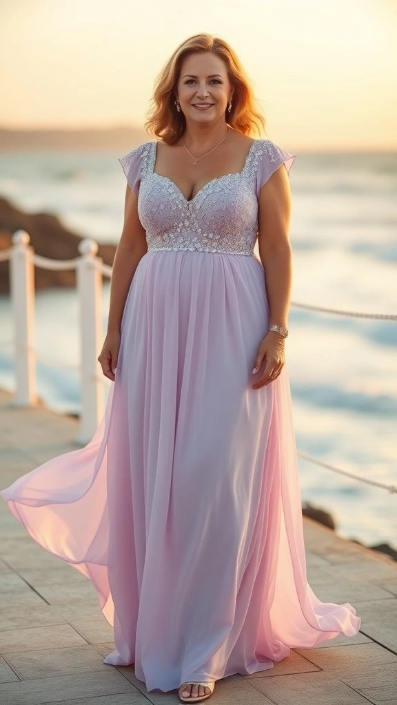 Beaded Empire Dress with Flutter Sleeves Perfect for Concealing the Belly Gracefully