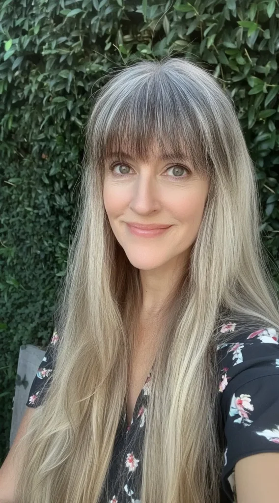 15 Best Hairstyles with Bangs for Women Over 40 with Long Hair (Look Instantly Younger) Long Straight Hair with Full Bangs