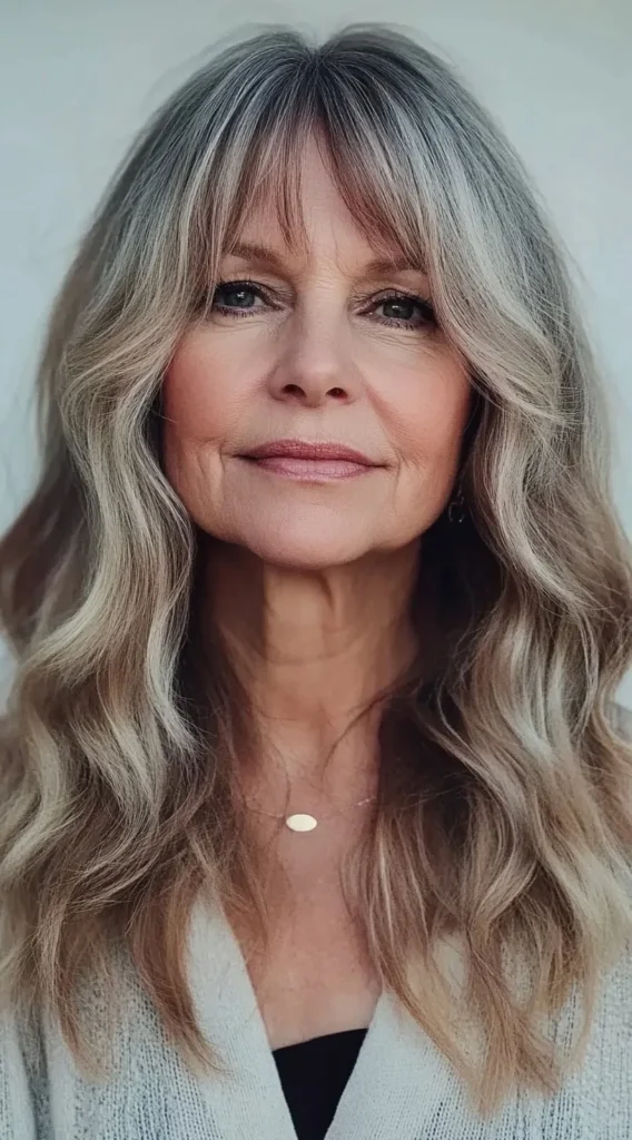 15 Best Hairstyles with Bangs for Women Over 40 with Long Hair (Look Instantly Younger) Layered Waves with Curtain Bangs for Women Over 40