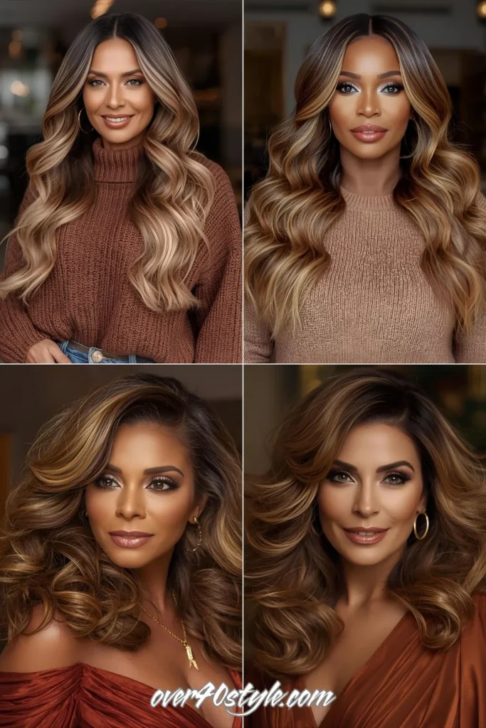 7 Gorgeous Milk Chocolate Hair Colors with Highlights That Transform Women Over 40 Milk Chocolate with Honey and Golden Highlights