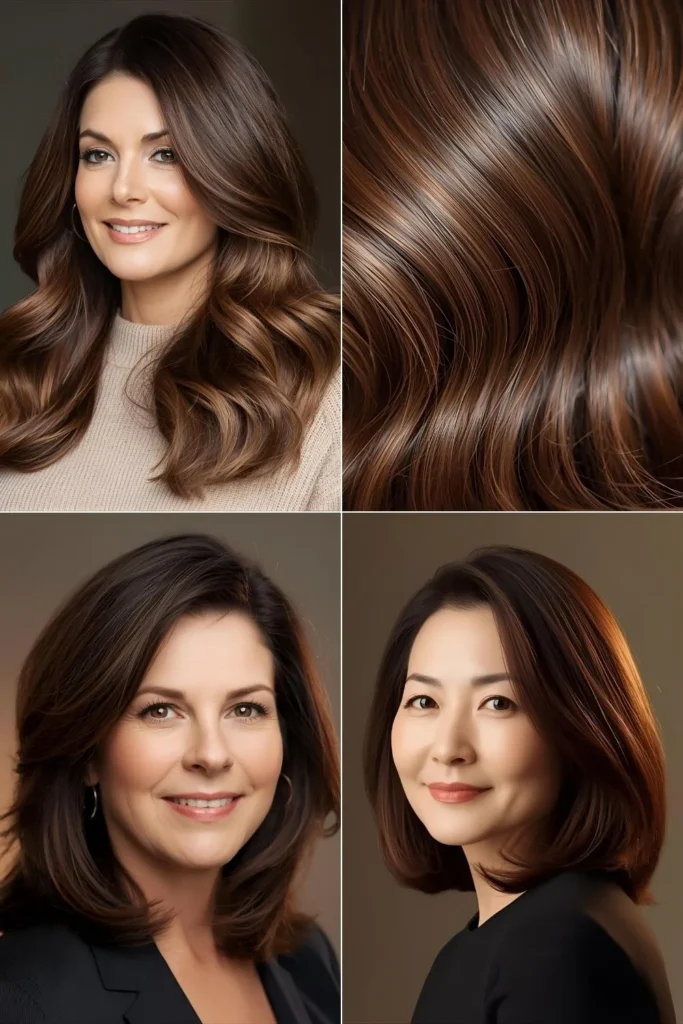 Velvet Chocolate Brown Hair: 7 Stunning Shades Every Woman Over 40 Needs Velvet Chocolate Brown hair close up, showing caramel and mocha undertones