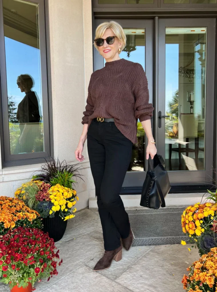 How to Look Younger After 40: brown-boots-with-flare-jeans