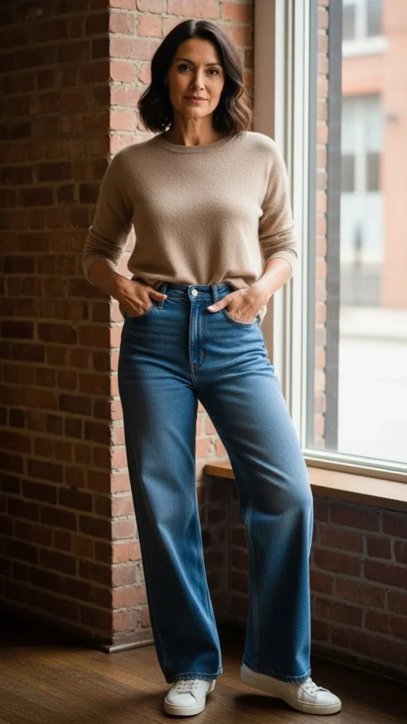 10 Easy Wide Leg Jeans Outfits That Work for Any Body Type 10 Easy Wide Leg Jeans Outfits That Work for Any Body Type - Over40Style