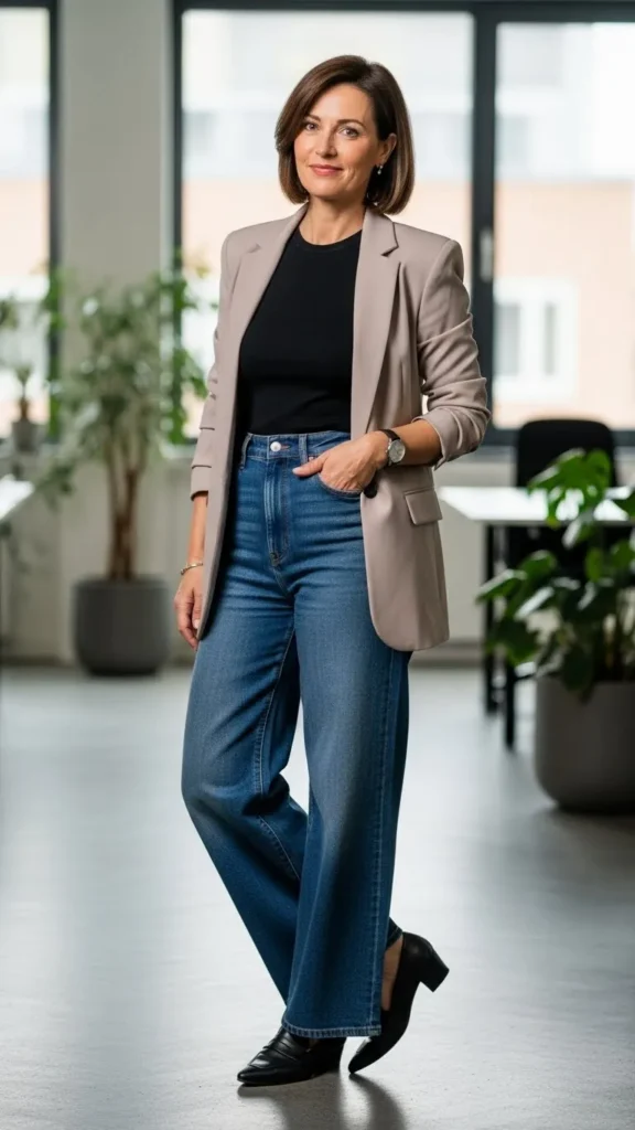 10 Easy Wide Leg Jeans Outfits That Work for Any Body Type 10 Easy Wide Leg Jeans Outfits That Work for Any Body Type - Over40Style