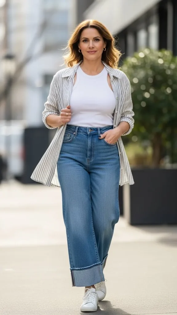 10 Easy Wide Leg Jeans Outfits That Work for Any Body Type 10 Easy Wide Leg Jeans Outfits That Work for Any Body Type - Over40Style